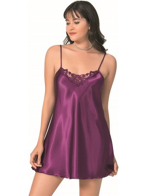 Arias Closet Mor Kısa Saten Gecelik