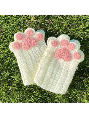 Sevimli Pati Parmaksız Eldiven Kedi Pati El Örgüsü