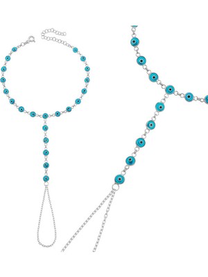 ZS Demir Gümüş Mavi Nazar Boncuklu Şahmeran