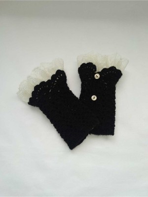 Siyah El Yapımı Örgü Eldiven