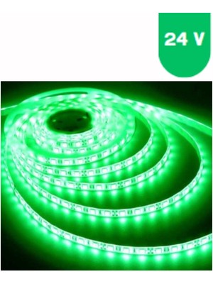 Powerr Led Aydınlatma 24 Volt 5050 SMD Yeşil Dış Mekan 60 Ledli 5 Metre Şerit Led