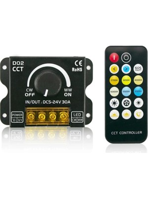Powerr Led Aydınlatma 5V - 24V 30A 2 Kanal Çift Renk Cct 17 Tuşlu Rf Kumanda ve Manuel Dimmer