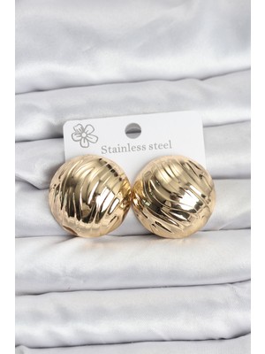 Hayat Store 316L Çelik Gold Renk Vintage Kadın Küpe - Lisinya