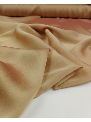 Kumaş Parça Sütlü Kahve Arası Bordo Geçişti Kırinkıl Şifon En: 140 cm