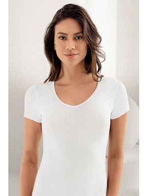 Şahinler Kadın Kısa Kollu V Yaka Pamuklu Atlet 236