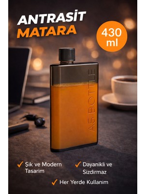 Open Home Concept Flexibottle A5 – Soğuk Kahve, Su, Meyve Suyu, Smoothie Taşıma Için Çok Amaçlı Defter Matara Antrasit
