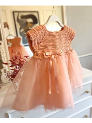 Pacco Baby El Örgüsü %100 Pamuk Yavruağzı Kolsuz Tütü Elbise