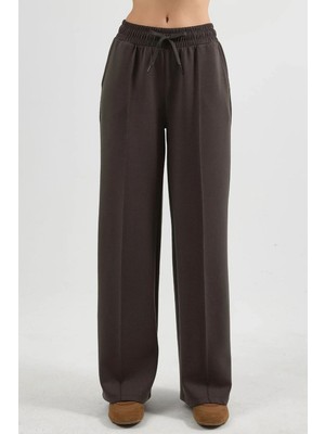 Hiccup Kadın Busem Lastik Bel Düz Paça Pantolon Mocha Kahvesi