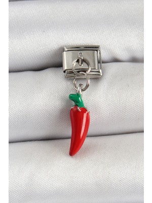 Hayat Store 316L Çelik Gümüş Renk Kapya Biber Model Nomination Charm - Lisinya