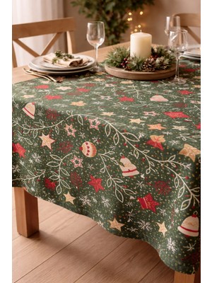 Özdağ Home Concept Yılbaşı Temalı Duck Kumaş Masa Örtüsü – Şık Desenli, Dayanıklı ve Dekoratif