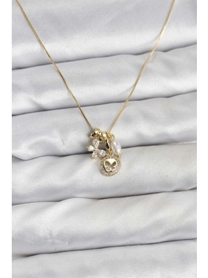 Butik Gold Renk Pirinç Minimal Kelebek Charmlı Kadın Kolye