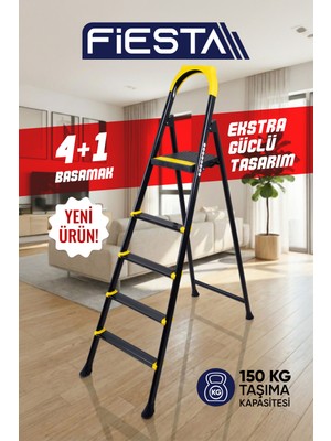 Fiesta Nova 4+1 Metal Basamaklı EXTRA GÜÇLÜ ÖZEL TASARIM Pratik Merdiven