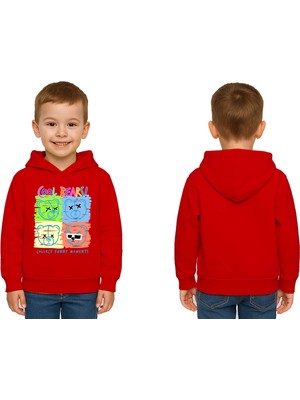 Sedirli Unisex Ayıcık Bear Baskılı Çocuk Swaetshirt Kapşonlu 3 Iplik Şardonlu