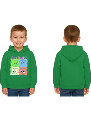 Sedirli Unisex Ayıcık Bear Baskılı Çocuk Swaetshirt Kapşonlu 3 Iplik Şardonlu