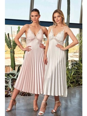 Daniska Nurteks 7115 Bayan Uzun Saten Gecelik