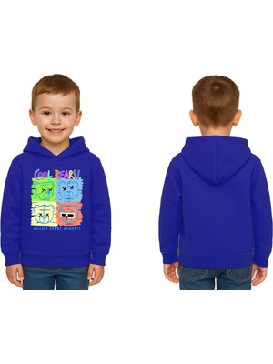 Sedirli Unisex Ayıcık Bear Baskılı Çocuk Swaetshirt Kapşonlu 3 Iplik Şardonlu