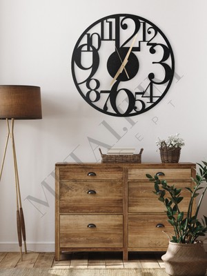 UltraMint Dekoratif Türkçe Rakamlı Metal Duvar Saati 60X60CM, Şık ve Modern Tasarım