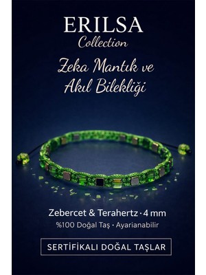 Erilsa Sertifikalı Küp Model Zeka Mantık Akıl Bilekliği - Zebercet ve Terahertz 4mm Doğal Taş