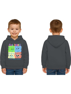 Sedirli Unisex Ayıcık Bear Baskılı Çocuk Swaetshirt Kapşonlu 3 Iplik Şardonlu