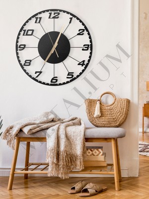 UltraMint Şık Metal Duvar Saati 45X45CM, Türkçe Rakamlı Dekorasyon Aksesuarı