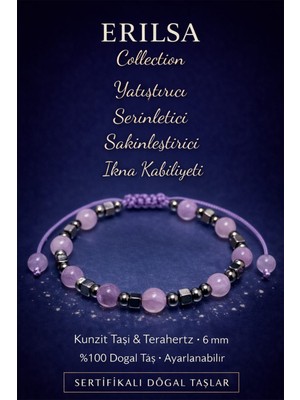 Erilsa Sertifikalı Yatıştırıcı ve Sakinleştirici Bilekliği – Kunzit Taşı Terahertz Taşı 6mm Doğal Taş