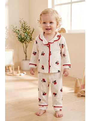Babymod Fiğürlü Bebe Yaka Önden Düğmeli Kız Bebek Pijama Takımı