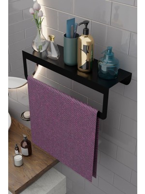 Şık Metal Siyah Havlu Askısı, Mutfak ve Banyo Raflı Tasarım