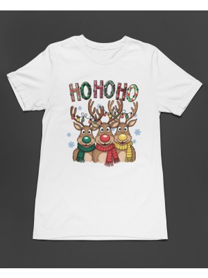 Bumeta Ho Ho Ho Noel Geyiği Yılbaşı Unisex Tişört T-Shirt