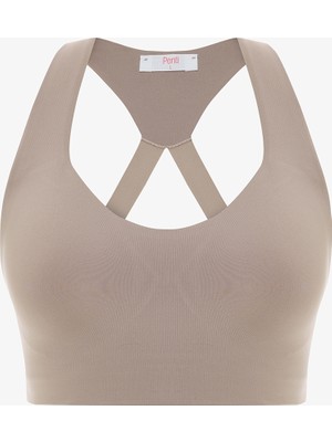 Penti Bej Wonder Yüksek Destek Sabit Kaplı A-Line Spor Sütyeni