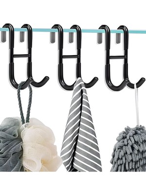 Paslanmaz Çelik Çok Amaçlı Duşakabin ve Havlupan Askısı Siyah