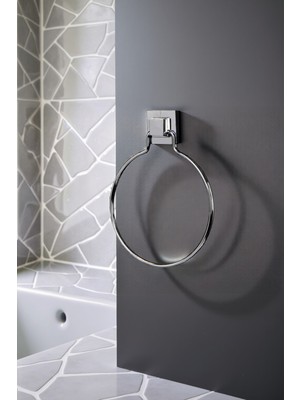 Yuvarlak Krom Metal Havluluk, Paslanmaz ve Düşmeyen Yapışkanlı Tasarım
