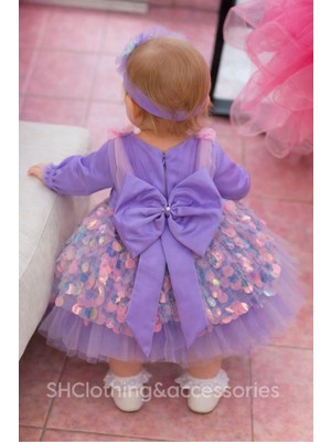 Deniz Kızı Uzun Kollu Parti Doğum Günü Kostüm Tasarım Elbise (Klips Tokadır)