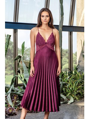 Daniska Nurteks 7115 Bayan Uzun Saten Gecelik