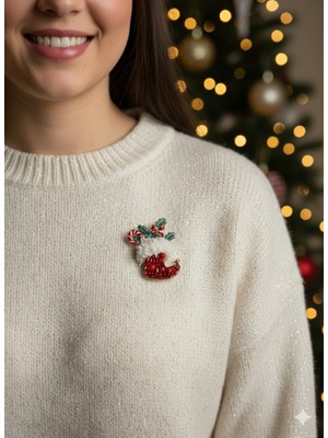 Tüko Store Yeni Yıl Özel Boncuk Işlemeli Yılbaşı Çorabı Broş