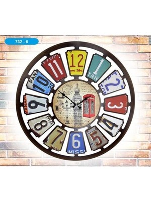 UltraMint Renkli Londra Motifli Dekoratif Duvar Saati, Şık ve Modern Tasarım