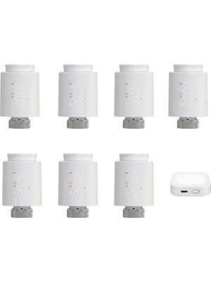 Novato Zigbee LED Ekranlı Termostatik Vana Seti ( Tuya, Smart Life Uyumlu ) 7 Adet Vana - 1 Adet Zigbee Köprü