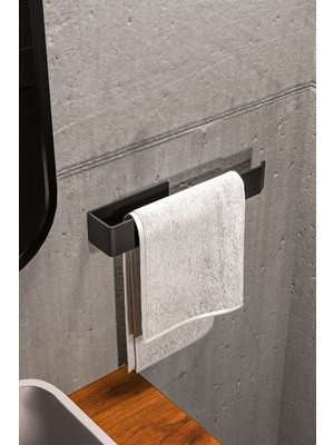 Paslanmaz Çelik Havluluk, Yapışkanlı, Banyo ve Mutfak Için, Mat Siyah