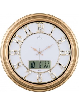 UltraMint Büyük Boy Takvimli ve Termometreli Kabartma Rakamlı Lüks Duvar Saati