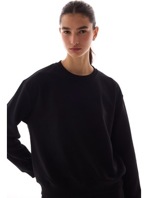 Penti Siyah Bisiklet Yaka Regular Kesim Pamuklu Sweatshirt