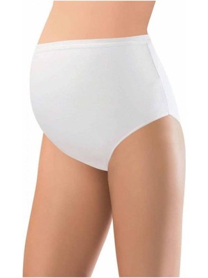 TrentCo Pamuklu Hamile Likralı Bato Külot Beyaz - 3324A