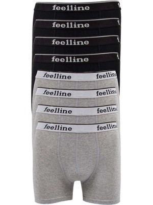 TrentCo 8 Adet Feelline Siyah ve Gri Pamuklu Doğal Likralı Erkek Boxer