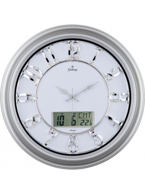 UltraNova Büyük Boy Takvimli Termometreli Lüks Kabartma Rakamlı Duvar Saati