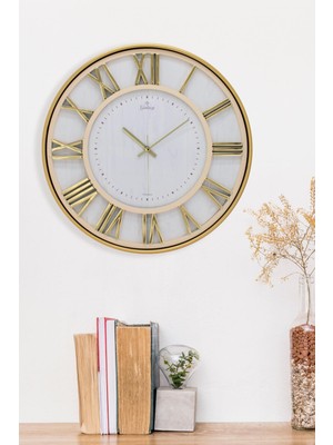 UltraMint Şık Roma Rakamlı Beyaz Zeminli 43 cm Duvar Saati