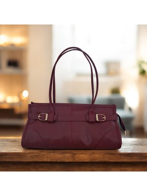 Bordo Vintage Baget El Omuz Çantası