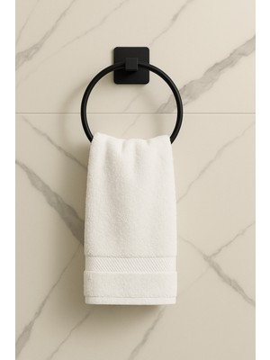 Şık Siyah Kare Yapışkanlı Havlu Askısı, Pratik ve Modern Tasarım