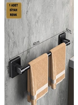 Şık Siyah Paslanmaz Havluluk ve Terlik Askısı Seti