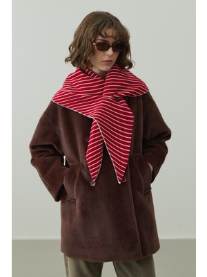 Fahhar Çift Yönlü Çizgili Fular Atkı Kırmızı