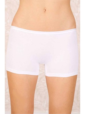 TrentCo Likralı Süprem Bayan Boxer Short Beyaz 2100B