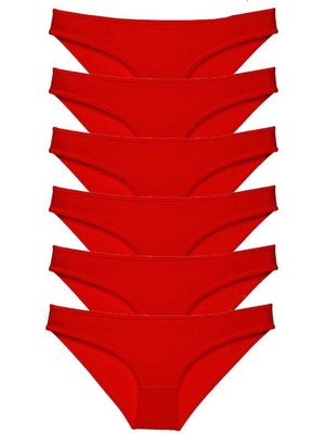 TrentCo 6 Adet Süper Eko Set Likralı Kadın Slip Külot Kırmızı