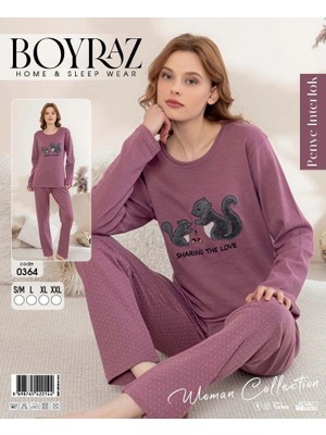 Daniska Boyraz 0364 Kadın Penye Uzun Kol Pijama Takımı